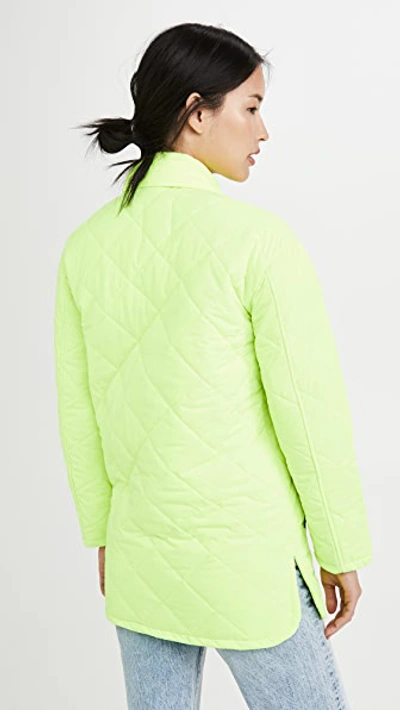 Shop Avec Les Filles Diamond Quilted Jacket In Chartreuse