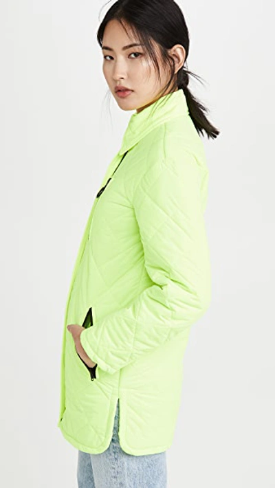 Shop Avec Les Filles Diamond Quilted Jacket In Chartreuse
