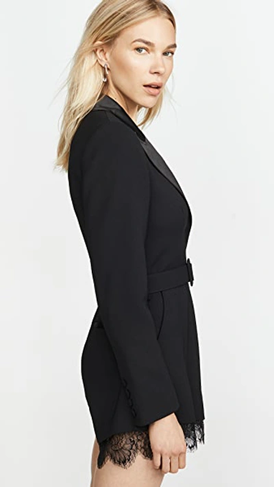 Shop Self-portrait Lace Trim Romper In Black
