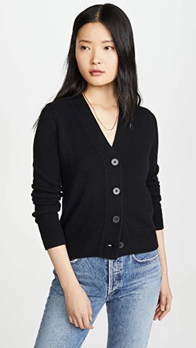 Shop Vince Shrunken Button Cashmere Cardigan In Black