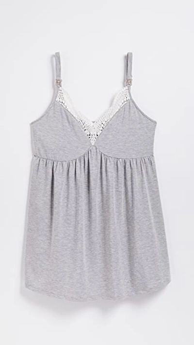 Shop Ingrid & Isabel Maternity Lace Trim Sleep Cami In Light Heather Grey