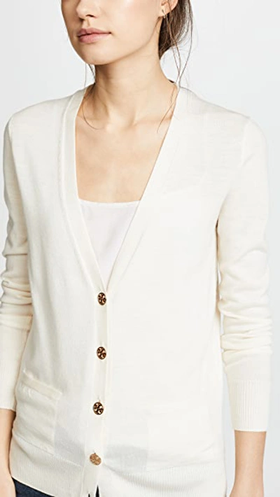 Shop Tory Burch Madeline Cardigan In New Ivory