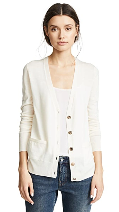 Shop Tory Burch Madeline Cardigan In New Ivory