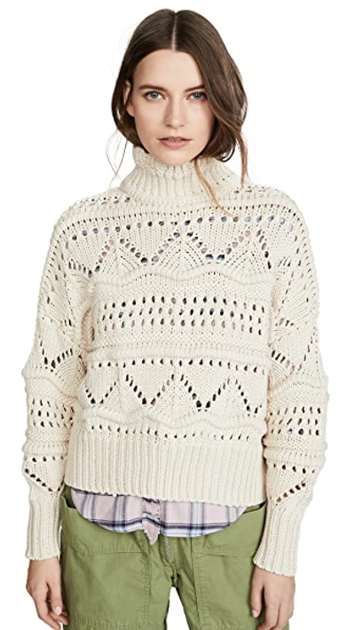 Isabel Marant Étoile Naka High-neck Cable-knit Sweater In Ivory | ModeSens