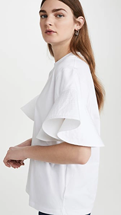 Shop Victoria Victoria Beckham Flounce Sleeve T-shirt In White