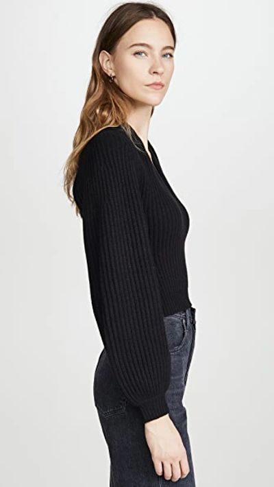 Shop Alexander Wang Ribbed Pullover With Draped Neck In Black