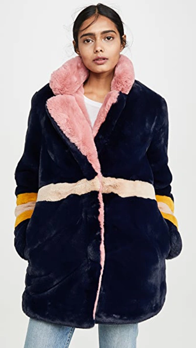 Shop Apparis Lisa Faux Fur Coat In Multicolor