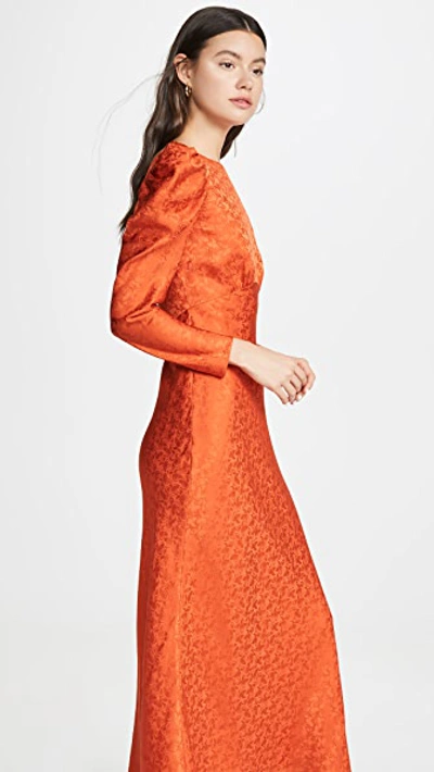 Shop Saloni Alena Midi Dress In Bitter Orange