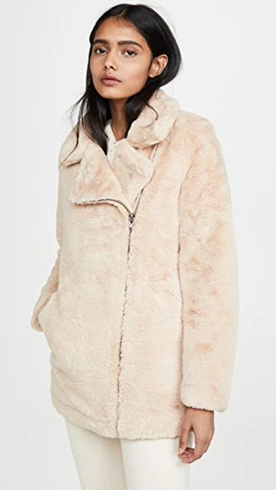 Shop Apparis Rose Faux Fur Coat In Sand