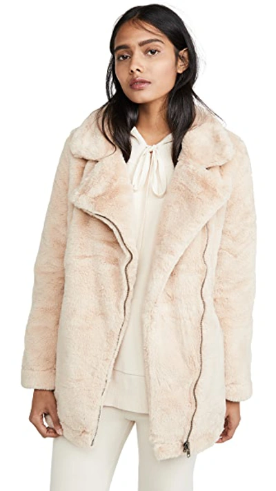 Shop Apparis Rose Faux Fur Coat In Sand