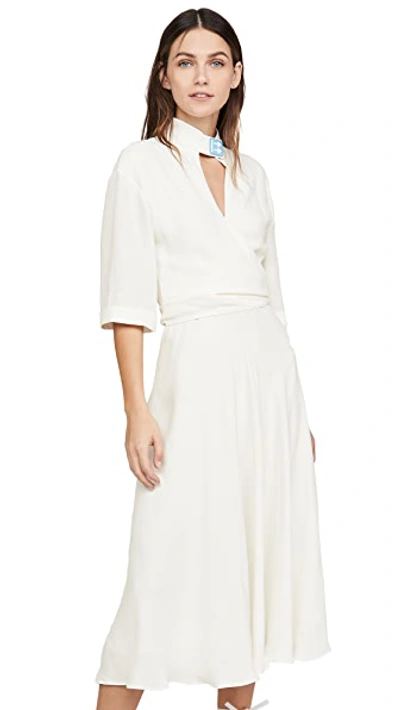 Shop Off-white Crepe Romantic Dress In White