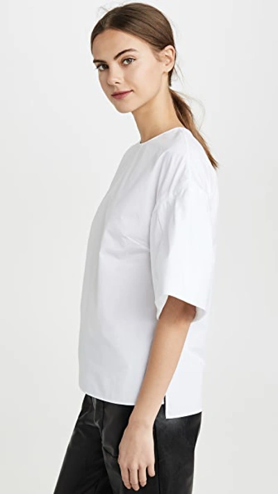 Shop Adam Lippes Flutter Sleeve Top In White