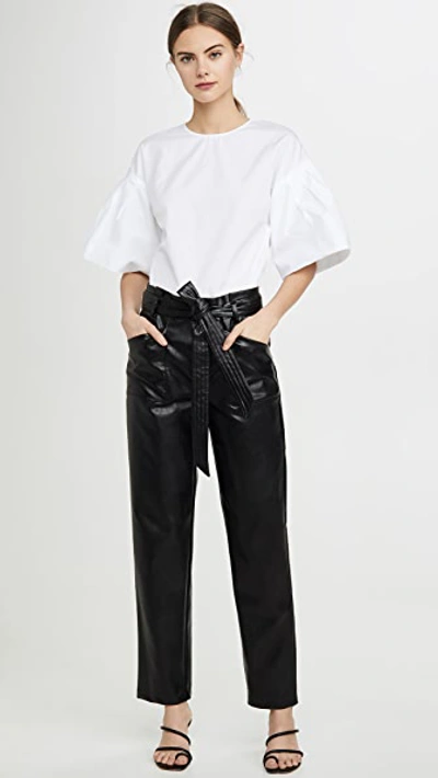 Shop Adam Lippes Flutter Sleeve Top In White