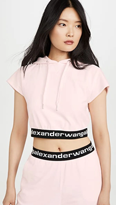 Shop Alexander Wang T Stretch Corduroy Cap Sleeve Hoodie In Baby Pink