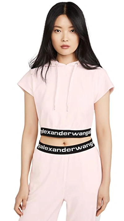 Shop Alexander Wang T Stretch Corduroy Cap Sleeve Hoodie In Baby Pink