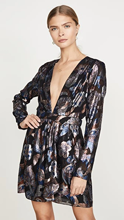 Shop Ramy Brook Metallic Jacquard Shaina Dress In Multi