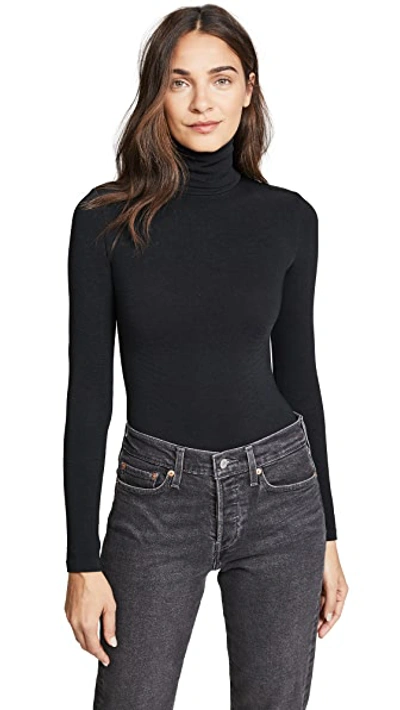 Wolford Colorado Cotton-blend Turtleneck Bodysuit In Black