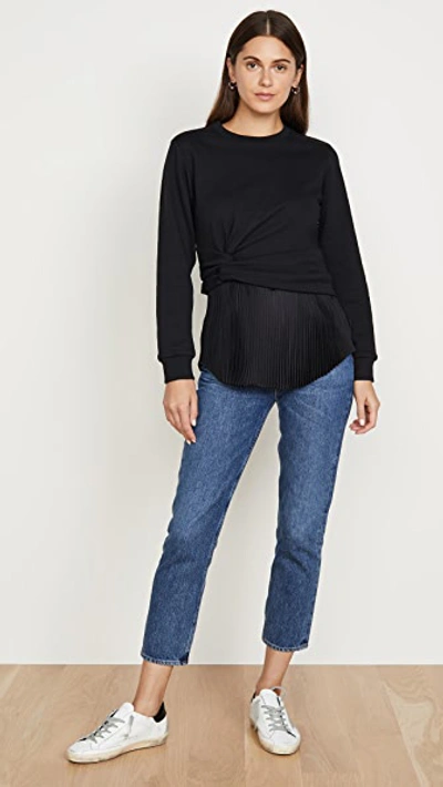 Shop 3.1 Phillip Lim / フィリップ リム Long Sleeve Twist Pullover With Pleating In Black/black