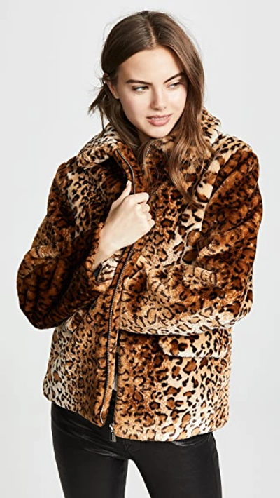 Shop Anine Bing Molly Faux Fur Jacket In Leopard