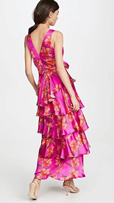 Shop Borgo De Nor Flavia Silk Dress In Lily/fuchsia