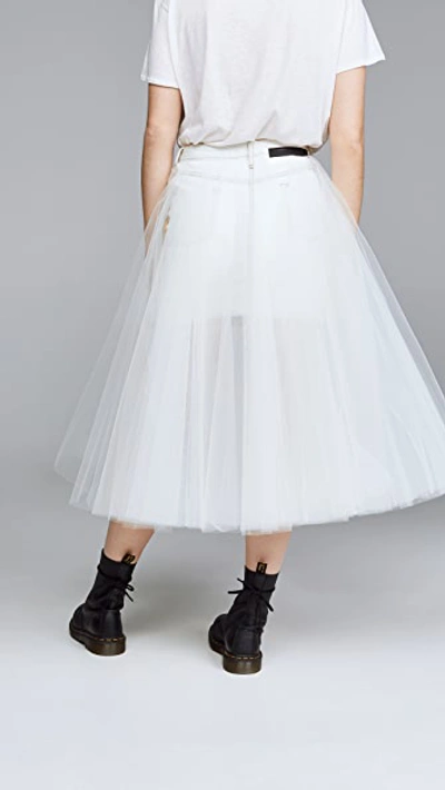 Shop Ben Taverniti Unravel Project Short Washout Denim Tulle Skirt In White