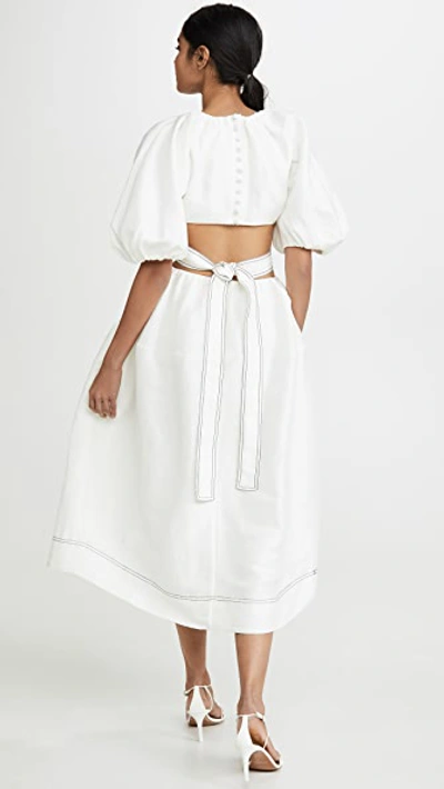 Shop Aje Mimosa Cutout Midi Dress In White