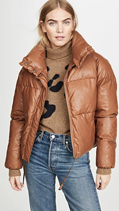Shop Apparis Camila Vegan Leather Puffer Jacket In Camel