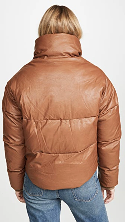 Shop Apparis Camila Vegan Leather Puffer Jacket In Camel