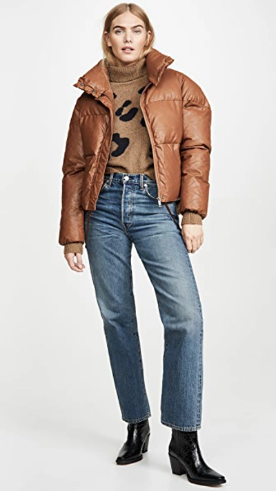 Shop Apparis Camila Vegan Leather Puffer Jacket In Camel