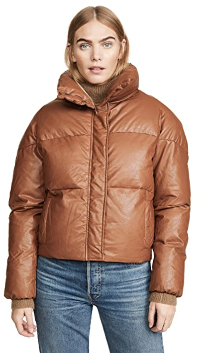 Shop Apparis Camila Vegan Leather Puffer Jacket In Camel