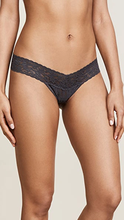 Shop Hanky Panky Signature Lace Low Rise Thong In Granite