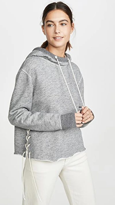 Shop Rag & Bone Amelia Lace Up Hoodie In Heather Grey