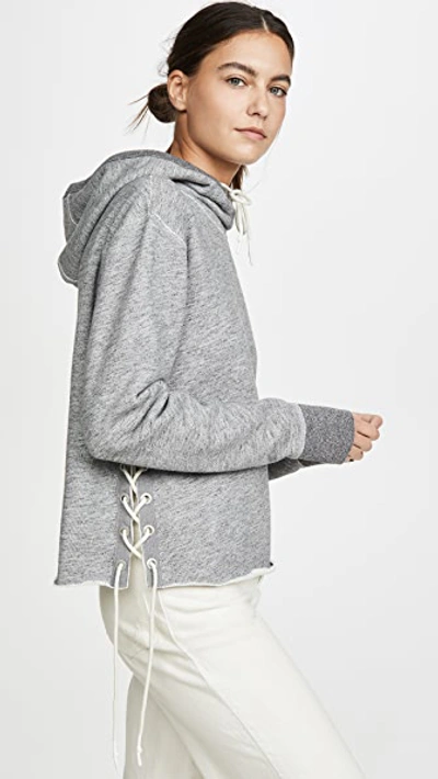 Shop Rag & Bone Amelia Lace Up Hoodie In Heather Grey