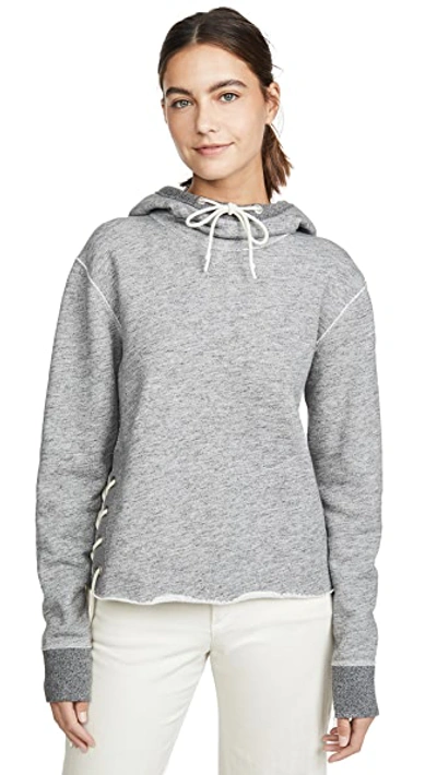 Shop Rag & Bone Amelia Lace Up Hoodie In Heather Grey