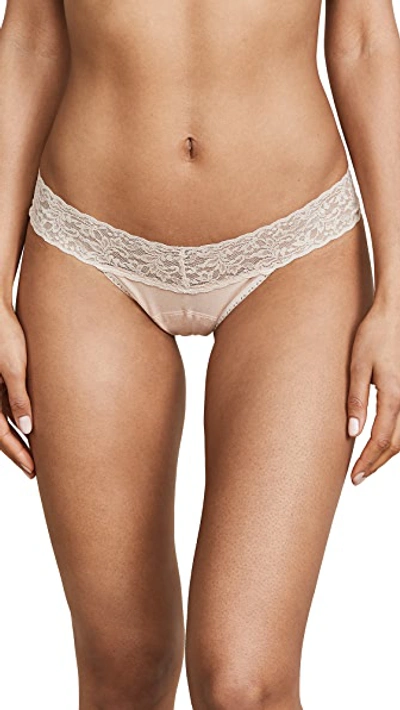 Hanky Panky Cotton With A Conscience Petite Low Rise Thong In Chai