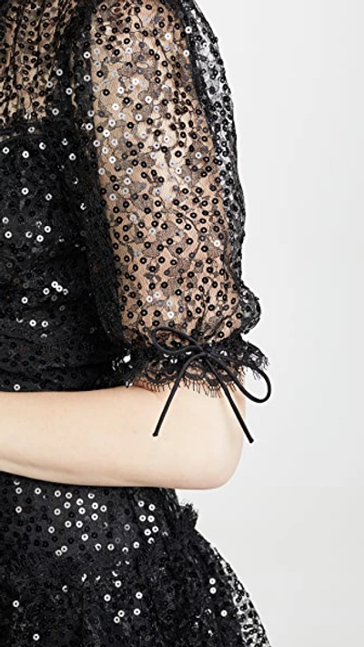 Shop Jonathan Simkhai Sequined Mini Dress In Black Lace