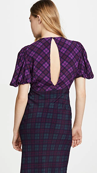 Shop Rahi Plaid Cher Dress In Purple/teal Plaid Print