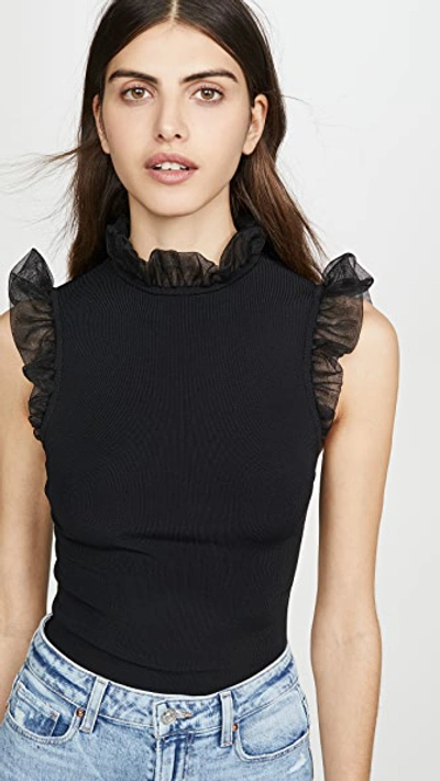 Shop Alice And Olivia Kerrie Ruffled Open Back Tank In Black