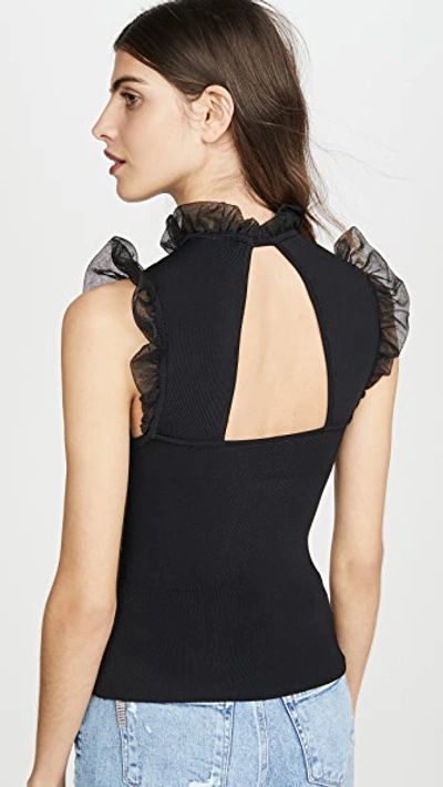 Shop Alice And Olivia Kerrie Ruffled Open Back Tank In Black