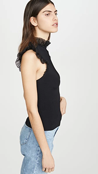 Shop Alice And Olivia Kerrie Ruffled Open Back Tank In Black