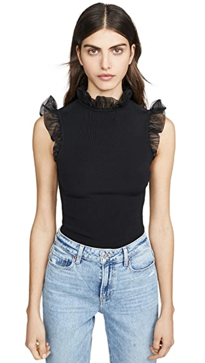 Shop Alice And Olivia Kerrie Ruffled Open Back Tank In Black