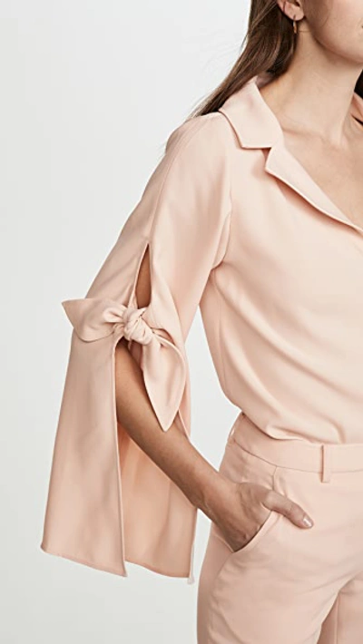 Shop Adeam Long Sleeve Tie Blouse In Petal Pink