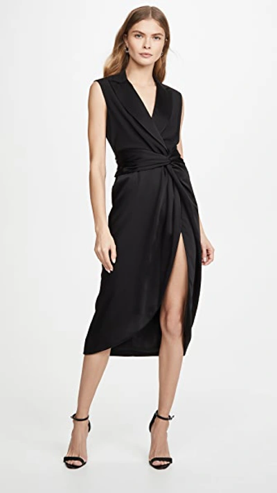 Shop Jonathan Simkhai Luxe Satin Combo Twist Dress In Black