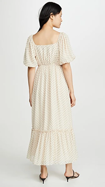 Shop English Factory Empire Maxi Puff Sleeve Dress In Beige