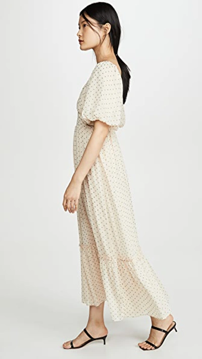 Shop English Factory Empire Maxi Puff Sleeve Dress In Beige