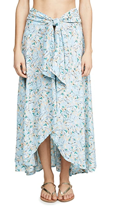 Shop Tiare Hawaii Azure Wrap Skirt In Moorea Baby Blue