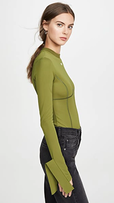Shop Off-white Multi Detail Long Sleeve Top In Military Green