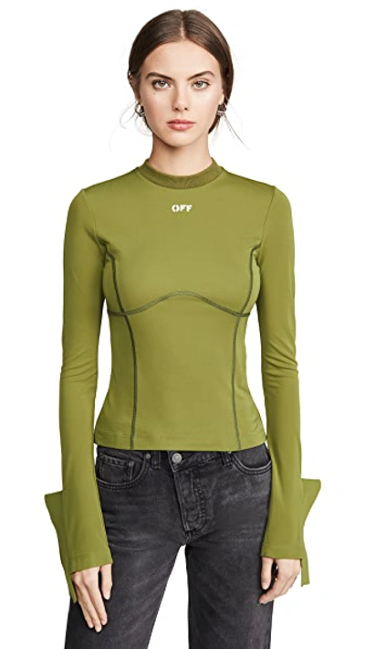 Shop Off-white Multi Detail Long Sleeve Top In Military Green