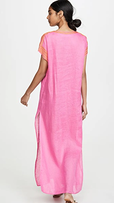 Shop Tory Burch Solid Long Caftan In Fire Pink