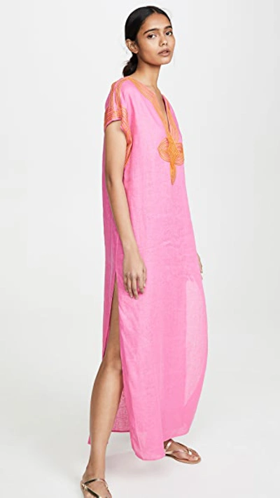 Shop Tory Burch Solid Long Caftan In Fire Pink